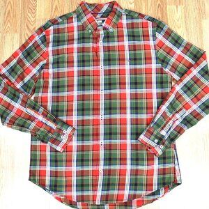 TOMMY HILFIGER CUSTOM FIT 100% COTTON SHIRT GREEN, RED, YELLOW & NAVY LARGE, L